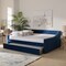 Baxton Studio Raphael Modern and Contemporary Navy Blue Velvet Fabric Queen Size Daybed with Trundle 187-11477-Zoro - alternate 3